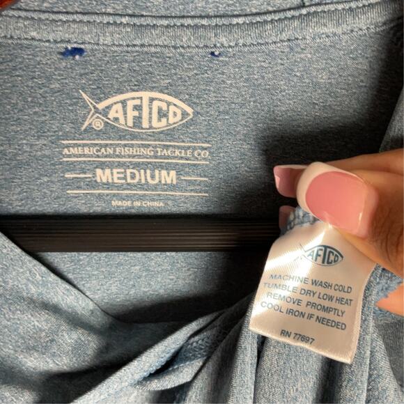 Aftco Outdoor Blue Mens Medium Fishing Long Sleeve Shirt - Picture 7 of 10